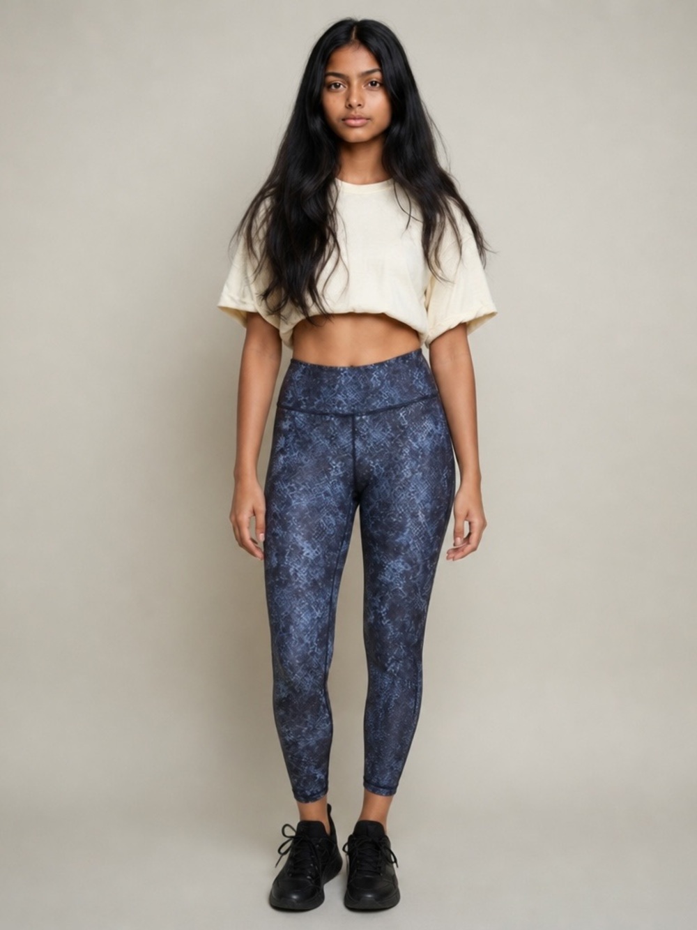 Ideology Navy Snake-Print High-Waist Leggings